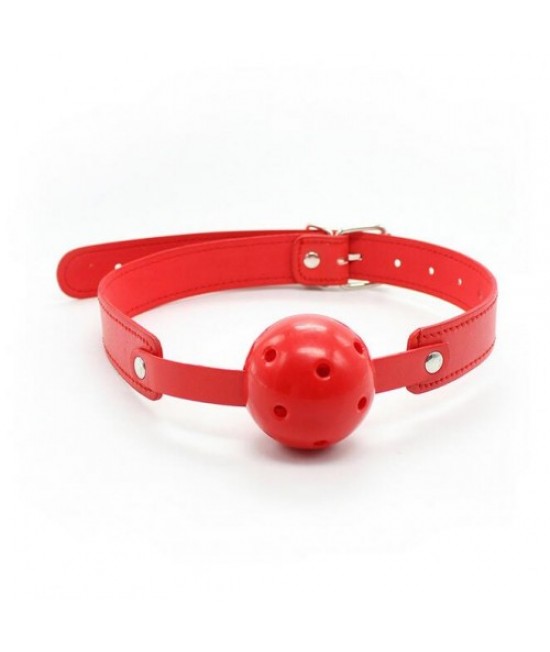 Кляп классический красный, искожа (ПУ-полиуретан, PU), АБС-пластик, металл, арт.222002013