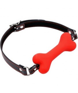 Кляп-трензель с красной косточкой, иск.кожа, металл, силикон, арт.222002069