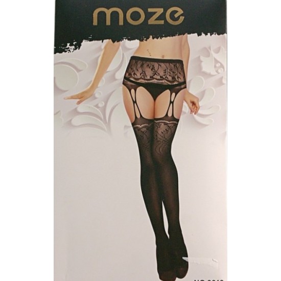 Чулки женские с прикрепленным поясом, черные, OS, арт.9619