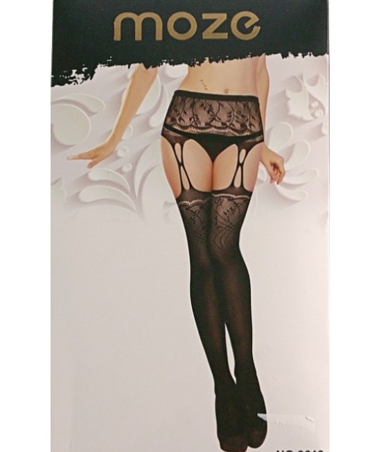 Чулки женские с прикрепленным поясом, черные, OS, арт.9619