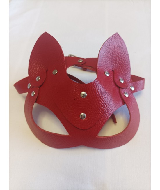 Маска из натуральной кожи, цвет красный, арт.100A