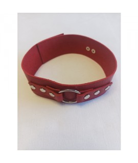Ошейник из натуральной кожи, цвет красный, арт.100C
