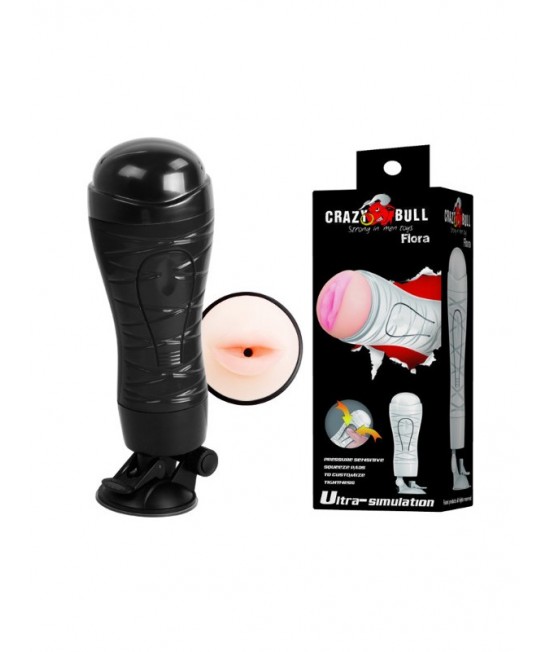 Мастурбатор ротик с присоской Crazy Bull Flora в черной колбе, арт BM-00900T48N-2