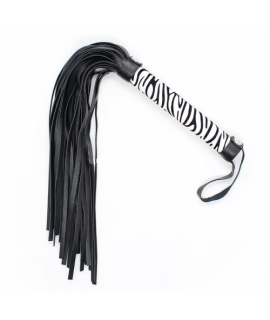 Компактная черно-белая плеть с тигровым принтом на рукояти 39 см, арт 10991