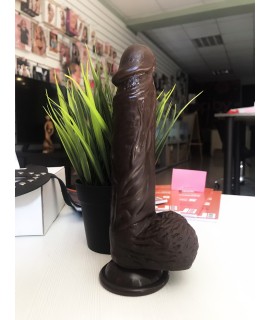 Коричневый реалистичный фаллоимитатор на присоске - 19 см, арт AQ 200