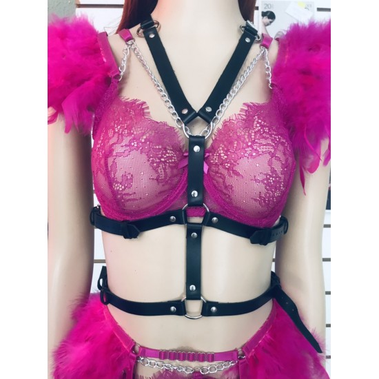 Портупея Violla, натуральная кожа, цвет черный, OS, арт 3292-112