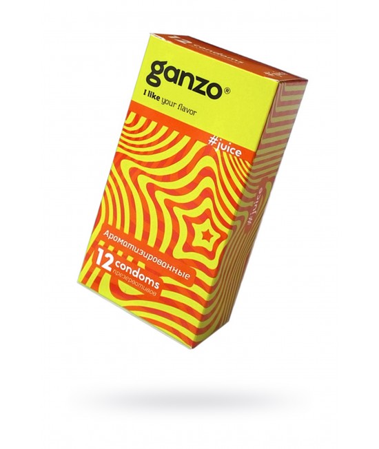 Презервативы Ganzo, juice, латекс, аромат, 18 см, 5,2 см, 12 шт, арт 143