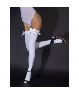 Плотные чулки с атласными бантами «Sense», цвет белый, размер S/M, Le Frivole Costumes 04836S/M