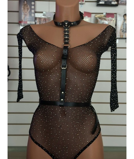 Портупея женская, цвет черный, натуральная кожа, one size, арт 3838-4