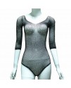 Боди-сетка со стразами, чёрное, размер OS