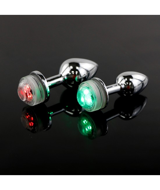 Анальная расширяющая металлическая пробка с подсветкой, в размере SML