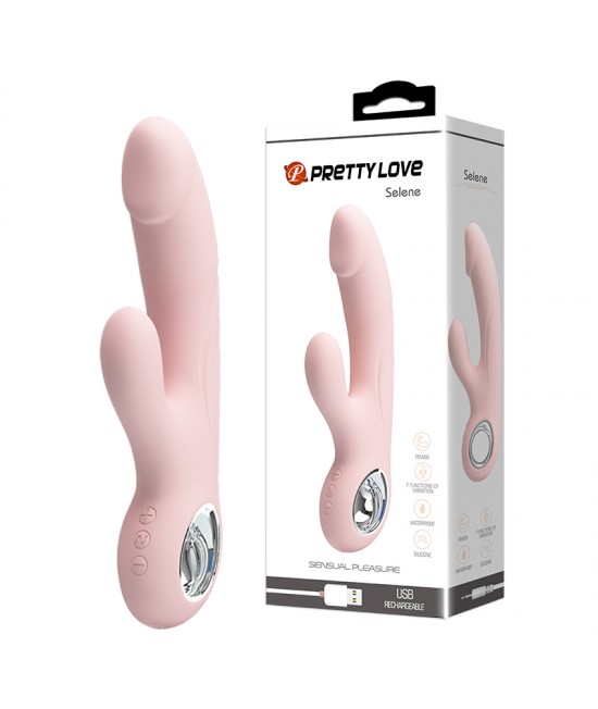 Женский вибратор с клиторальным стимулятором и ярко выраженной головкой «Selene» из коллекции Pretty Love от Baile, цвет бежевый, BI-014513-1