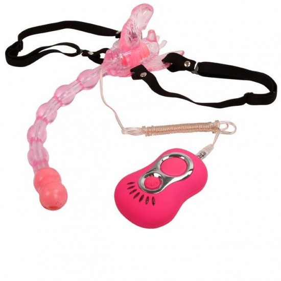 Розовая бабочка для клитора с анальным массажем, Baile