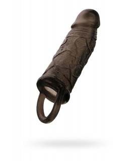 НАСАДКА TOYFA XLOVER, ДЛЯ УВЕЛИЧЕНИЯ РАЗМЕРА С КОЛЬЦОМ, TPE, ЧЕРНАЯ ПРОЗРАЧНАЯ, 14,5 СМ