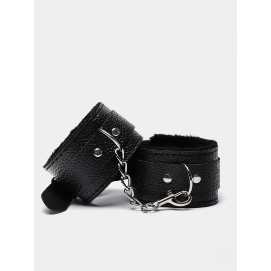 Наручники с мехом, черные, арт 333-5n