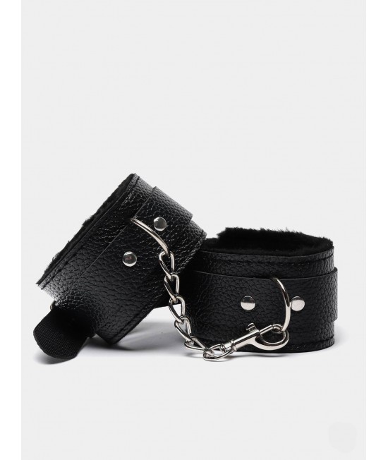 Наручники с мехом, черные, арт 333-5n