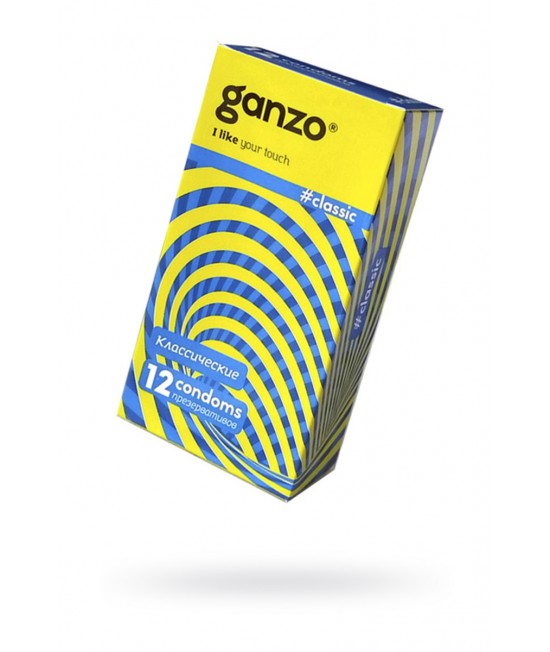 ПРЕЗЕРВАТИВЫ GANZO CLASSIC, КЛАССИЧЕСИКЕ, С ОБИЛЬНОЙ СМАЗКОЙ, ЛАТЕКС, 18,5 СМ, 12 ШТ, арт 113а