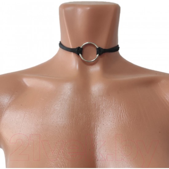 Чокер черный из натуральной кожи, регулируемый по длине, арт. 3011-3