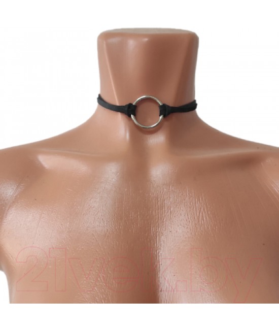 Чокер черный из натуральной кожи, регулируемый по длине, арт. 3011-3