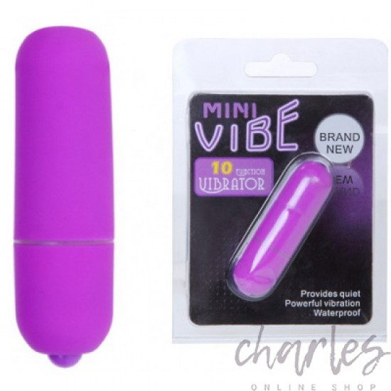 Вибропуля Mini Vibe с 10 режимами вибрации фиолетовая, арт BI-014059A