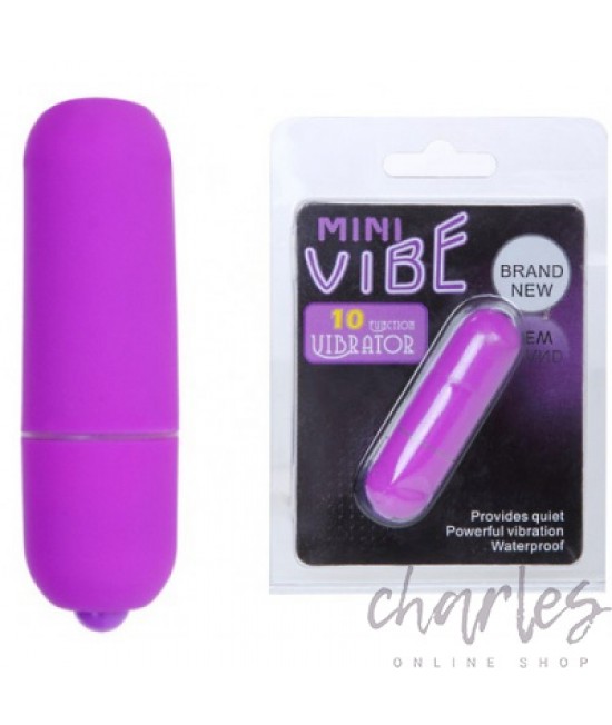 Вибропуля Mini Vibe с 10 режимами вибрации фиолетовая, арт BI-014059A