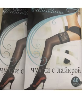 Чулки с кружевной резинкой и силиконовыми вставками 40 ден, арт. PH404