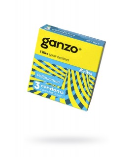 ПРЕЗЕРВАТИВЫ GANZO RIBS № 3	РЕБРИСТЫЕ, 3 ШТ арт 116ф