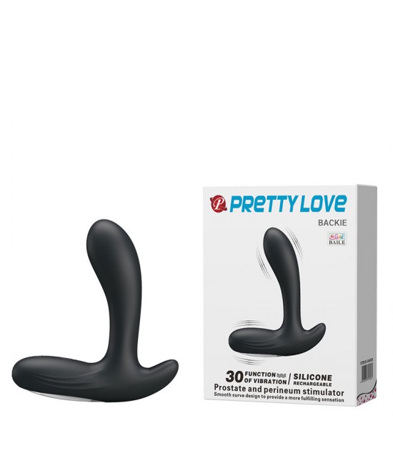 Анальный вибростимулятор для массажа простаты «Backie» Pretty Love от компании Baile, цвет черный, арт BI-040029
