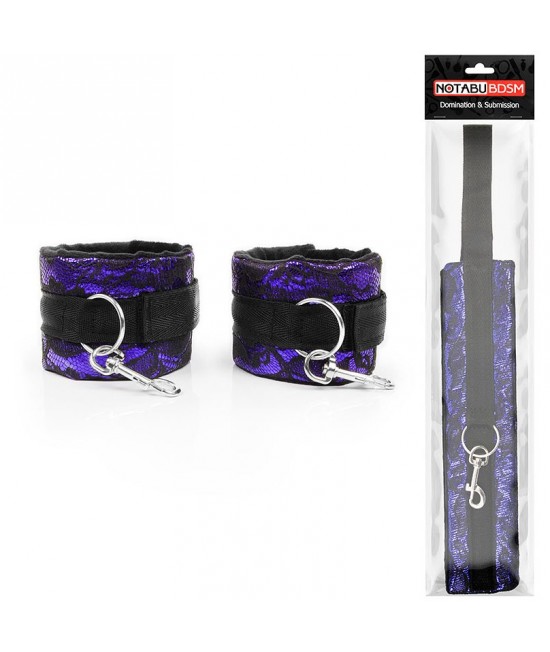 Наручники фиолетовые с черным кружевом на липучках, арт 4747/1