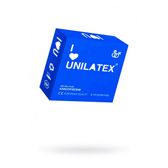 Презервативы Unilatex, natural plain, гладкие, классические, 19 см, 5,4 см, 3 шт.,арт 3002