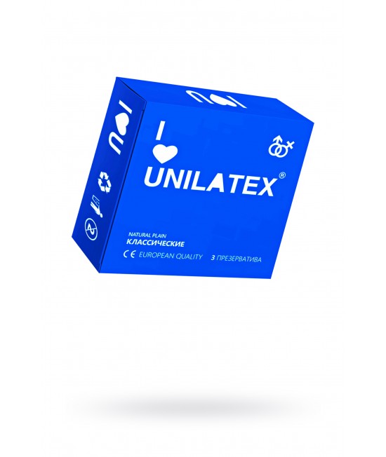 Презервативы Unilatex, natural plain, гладкие, классические, 19 см, 5,4 см, 3 шт.,арт 3002