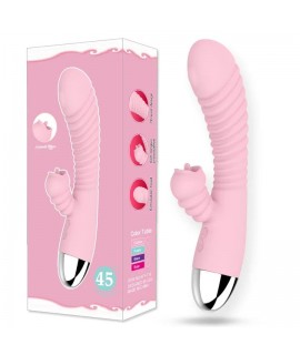 Вибратор с клиторальным отростком-язычком, сиреневый, AFY-718