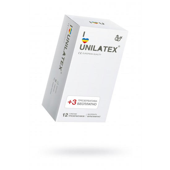 Презервативы Unilatex, multifrutis, аромат, цветные, 19 см, 5,4 см, 15 шт., арт 3014