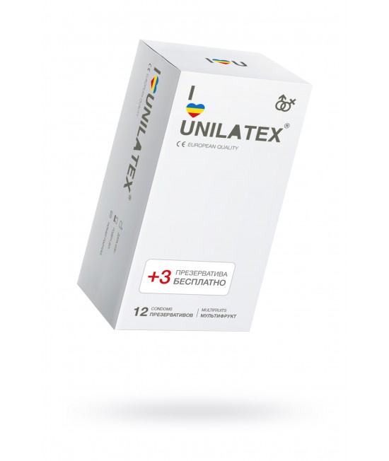 Презервативы Unilatex, multifrutis, аромат, цветные, 19 см, 5,4 см, 15 шт., арт 3014