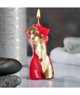 Фигурная свеча "Женское тело №1" красная с поталью 9,5см, арт 7369175