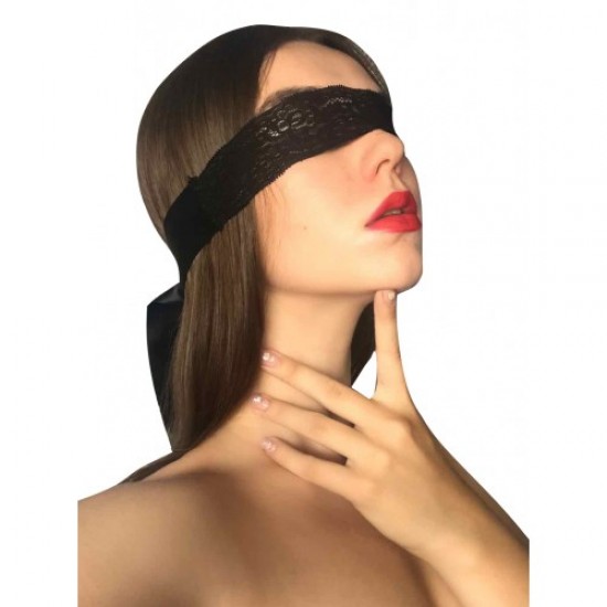 Ажурная черная маска с атласной лентой, арт 232401054