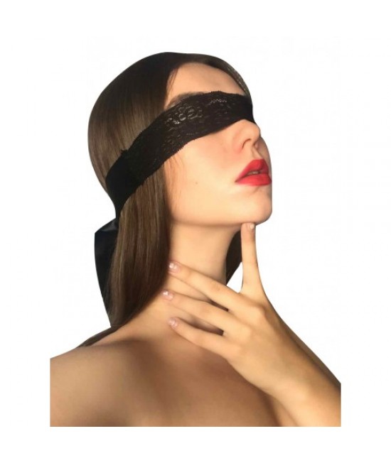 Ажурная черная маска с атласной лентой, арт 232401054