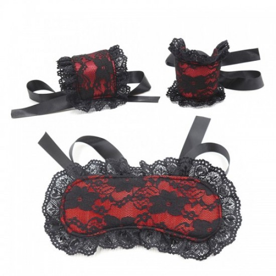 Кружевной черно-красный набор для эротических игр, арт 332000011