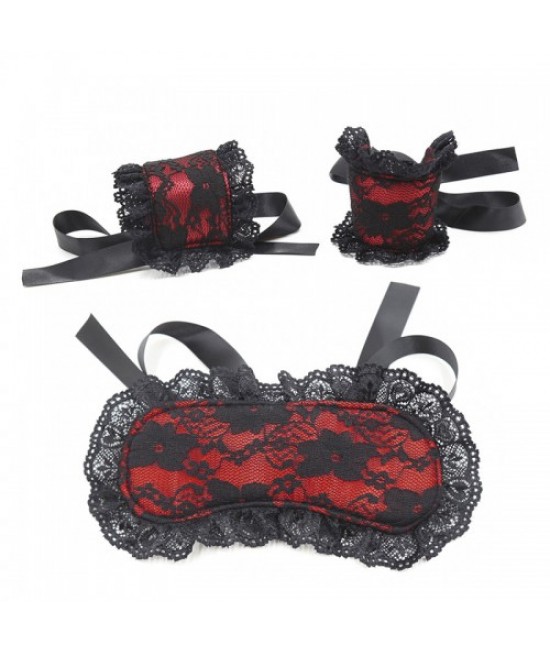 Кружевной черно-красный набор для эротических игр, арт 332000011