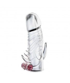 Насадка с анальным стимулятором и вибрацией, прозрачная, силикон, с мягкими шипами, арт. BI-010045Z-2