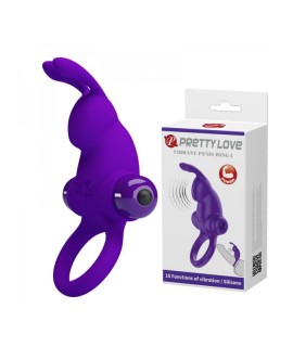 Эрекционное виброкольцо Pretty Love Vibrant Penis Ring I с клиторальным стимулятором фиолетовое, арт BI-210204-1