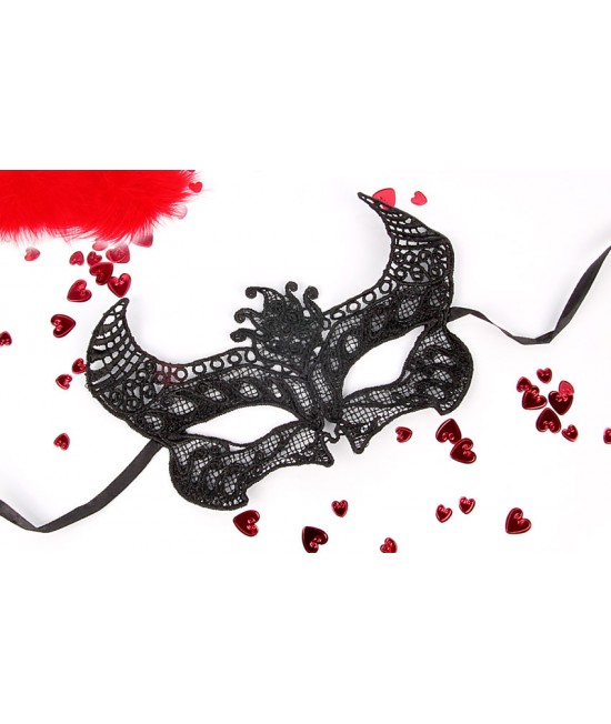 Маска ажурная МИШЕЛЬ цвет чёрный, текстиль арт. EE-20369