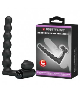 Анальная елочка с эрекционным виброкольцом Hercules Penis Sheath III, черная, арт BI-210218