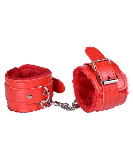 КРАСНЫЕ НАРУЧНИКИ С МЕХОМ, арт 4545-2