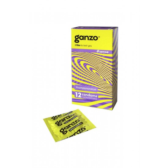 ПРЕЗЕРВАТИВЫ GANZO SENSE, УЛЬТРАТОНКИЕ, ЛАТЕКС, 18 СМ, 12 ШТ, арт 119 а
