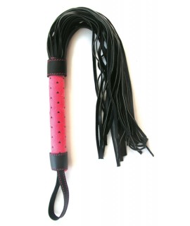 ПЛЕТКА L рукояти 160 мм L хвоста 300 мм, цвет розовый/чёрный, PVC арт. MLF-90067-3