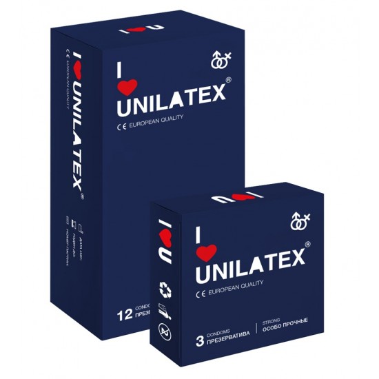 Презервативы Unilatex, extra strong, гладкие, 19 см, 5,4 см, 15 шт., арт. 3022