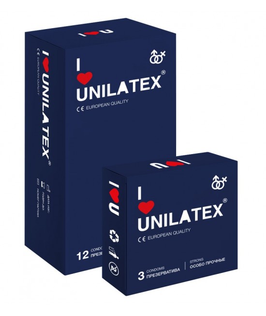 Презервативы Unilatex, extra strong, гладкие, 19 см, 5,4 см, 15 шт., арт. 3022