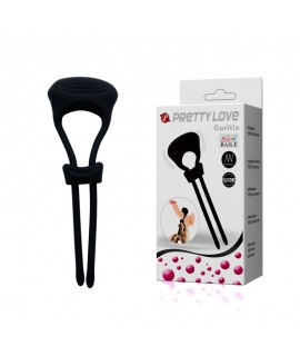 Эрекционное кольцо-лассо с вибрацией и клиторальной щеточкой из серии Pretty Love от компании Baile, цвет черный, BI-210138