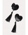 ПЭСТИС EROLANTA LINGERIE COLLECTION В ФОРМЕ СЕРДЕЦ С РОЗАМИ И КИСТОЧКАМИ ЧЕРНЫЕ